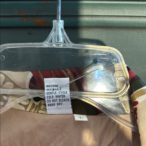 FU DA International Silk Cream and Brown Floral Bomber Jacket Abstract Print - Picture 12 of 14